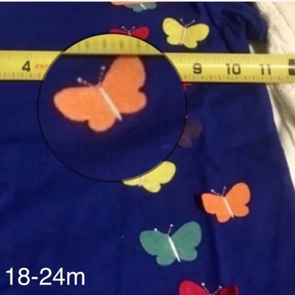 Appliqued Rainbow Butterflies Blue Dress 18-24m